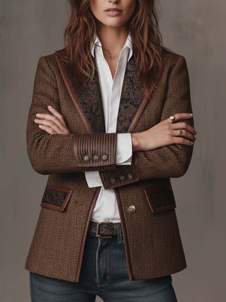 Gisèle - Blazer con Inserti a Motivo Chevron
