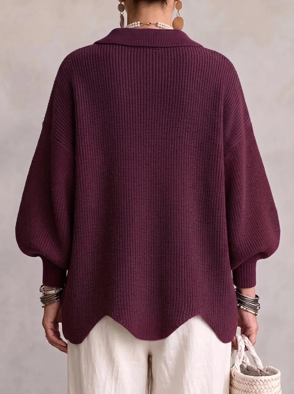 Karina - Cardigan oversize con colletto e bottoni
