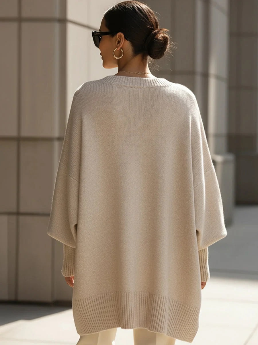 Clarisse - Maglione drappeggiato oversize con collo largo