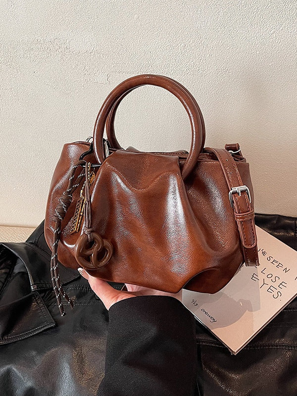 Borsa a tracolla leggera a forma di nuvola plissettata