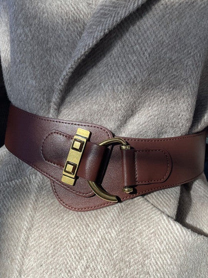 Cintura elastica larga, versatile e dallo stile retrò color caffè