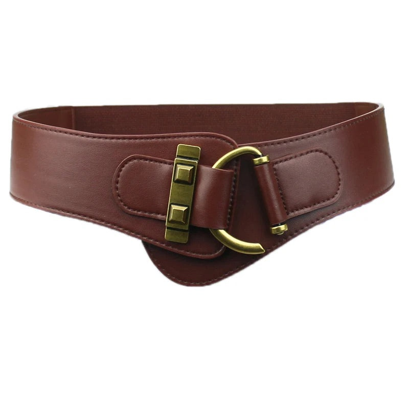 Cintura elastica larga, versatile e dallo stile retrò color caffè