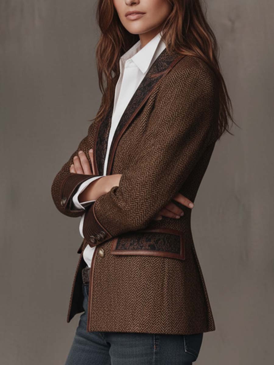 Gisèle - Blazer con Inserti a Motivo Chevron