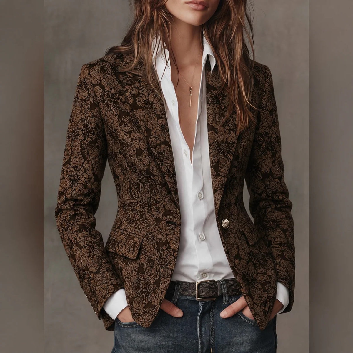 Stella - Blazer Sciancrato in Jacquard Paisley