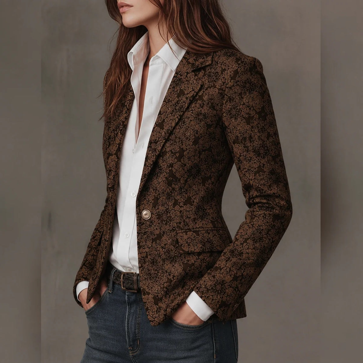 Stella - Blazer Sciancrato in Jacquard Paisley