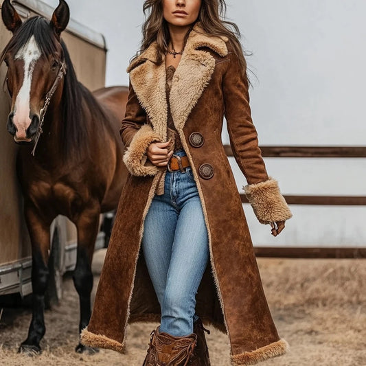 Camilla - Cappotto caldo in pile stile western retrò