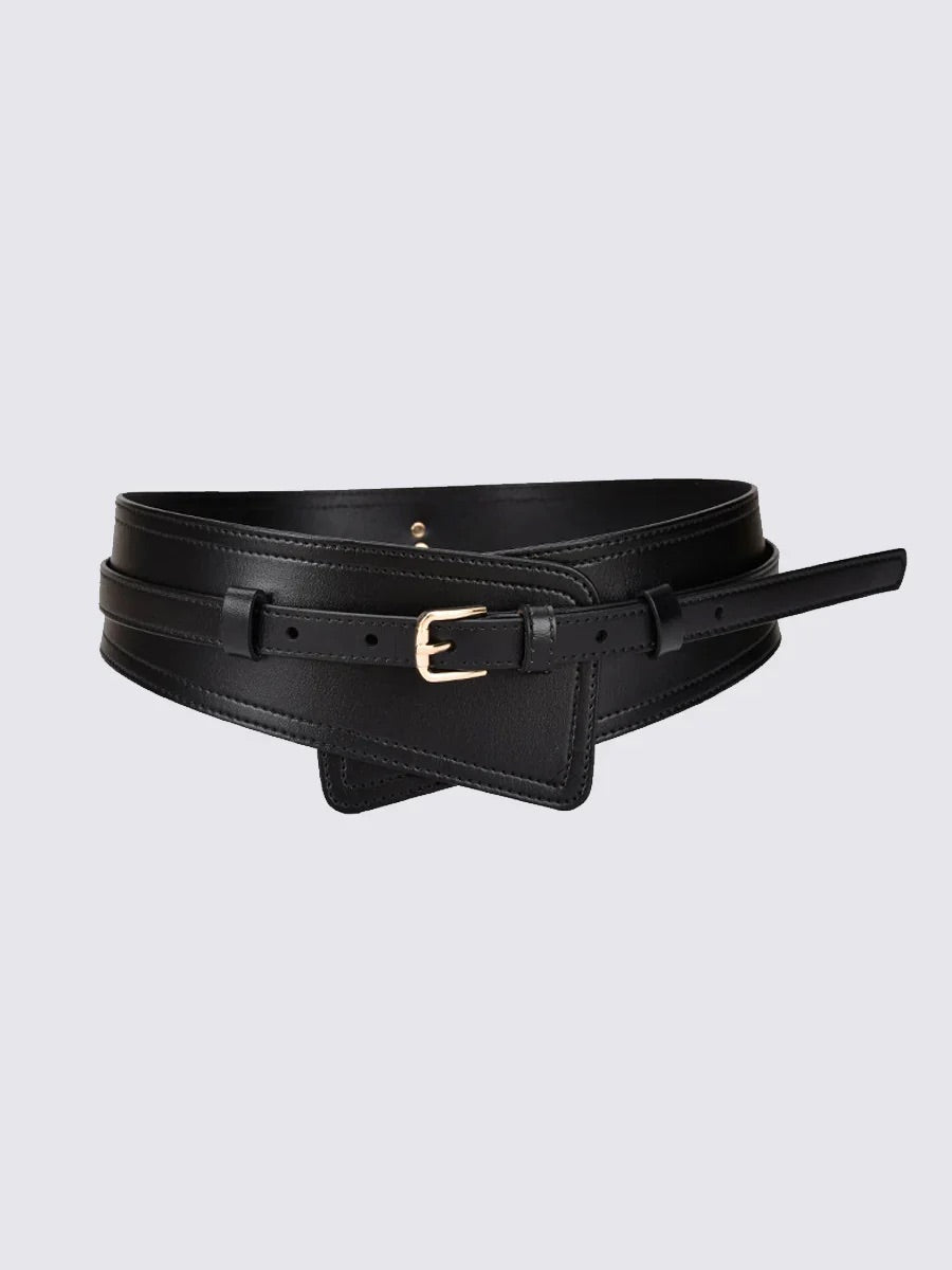 Cintura larga in ecopelle stile harness alla moda per donna