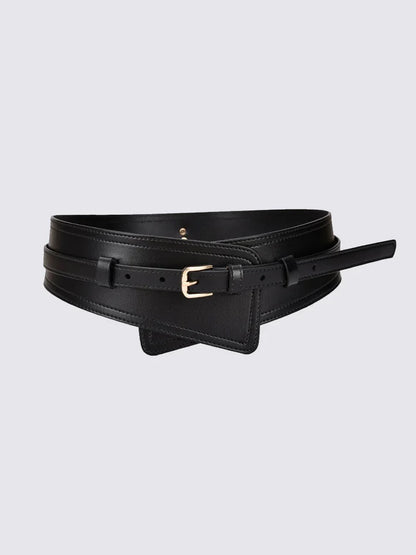 Cintura larga in ecopelle stile harness alla moda per donna