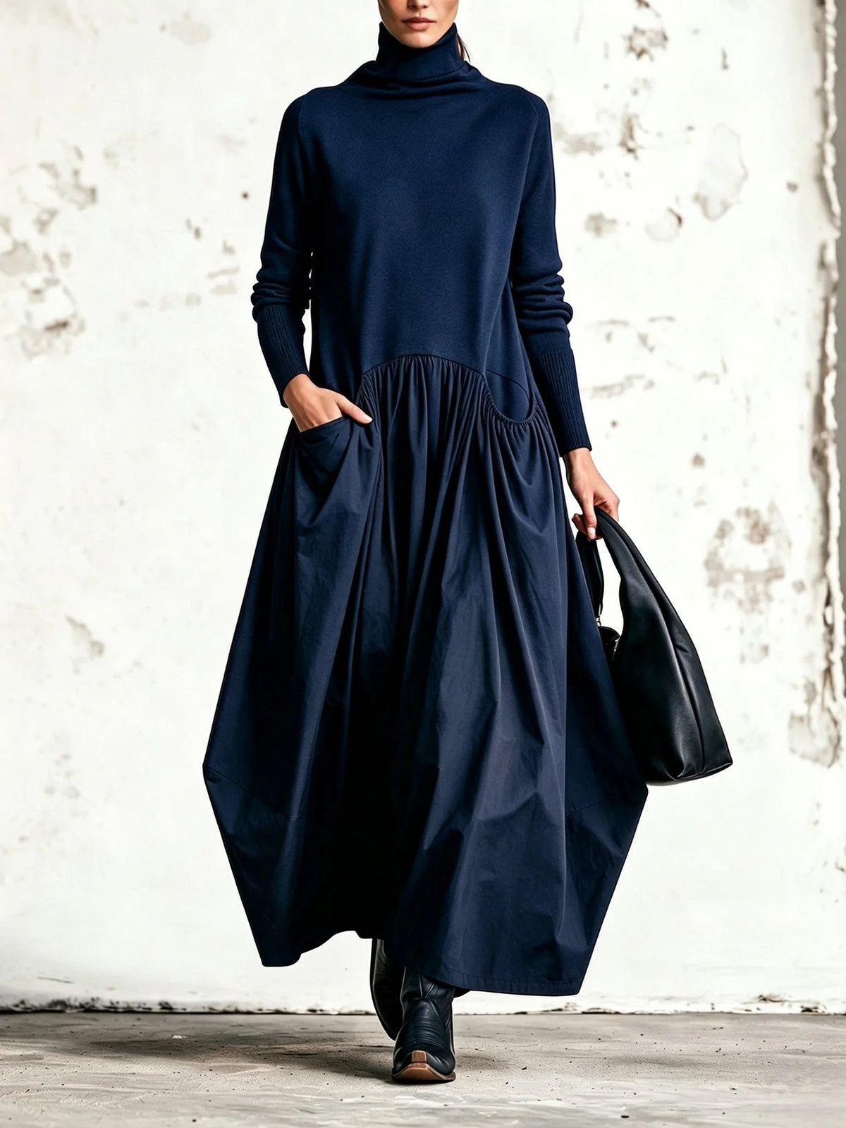 Ottavia - Abito Lungo Oversize a Collo Alto