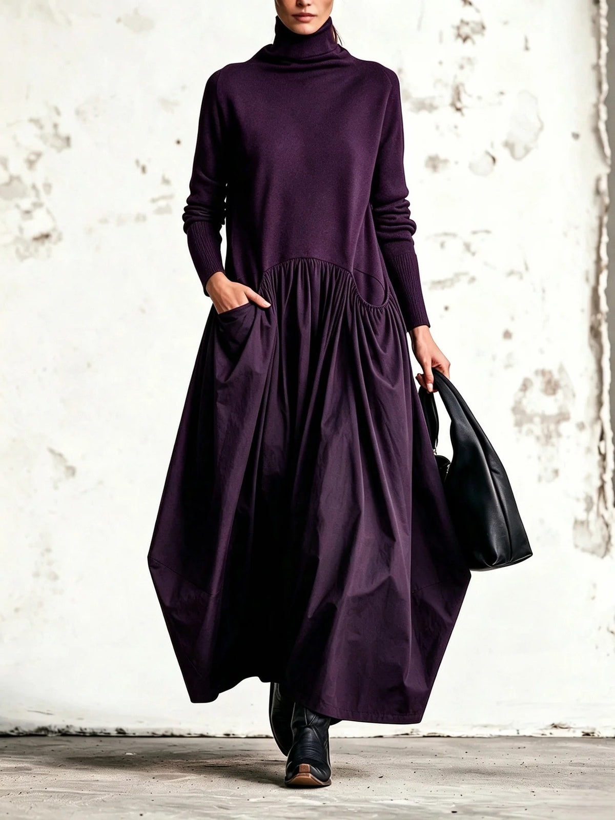 Ottavia - Abito Lungo Oversize a Collo Alto