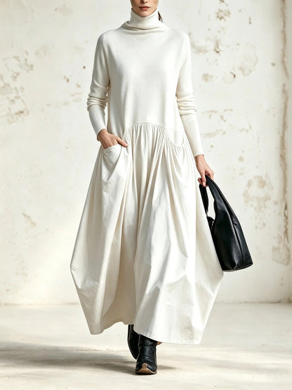 Ottavia - Abito Lungo Oversize a Collo Alto