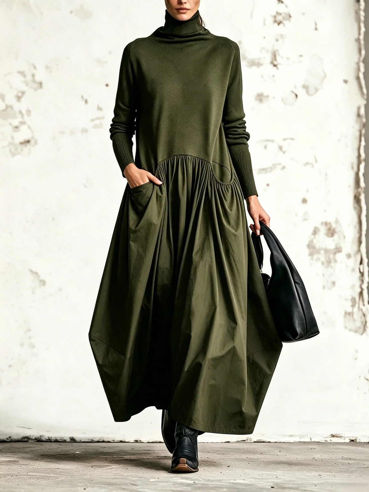 Ottavia - Abito Lungo Oversize a Collo Alto