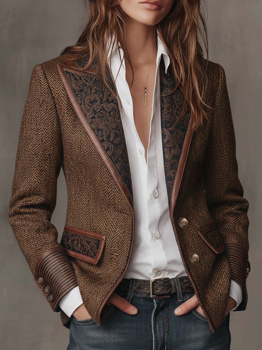 Gisèle - Blazer con Inserti a Motivo Chevron