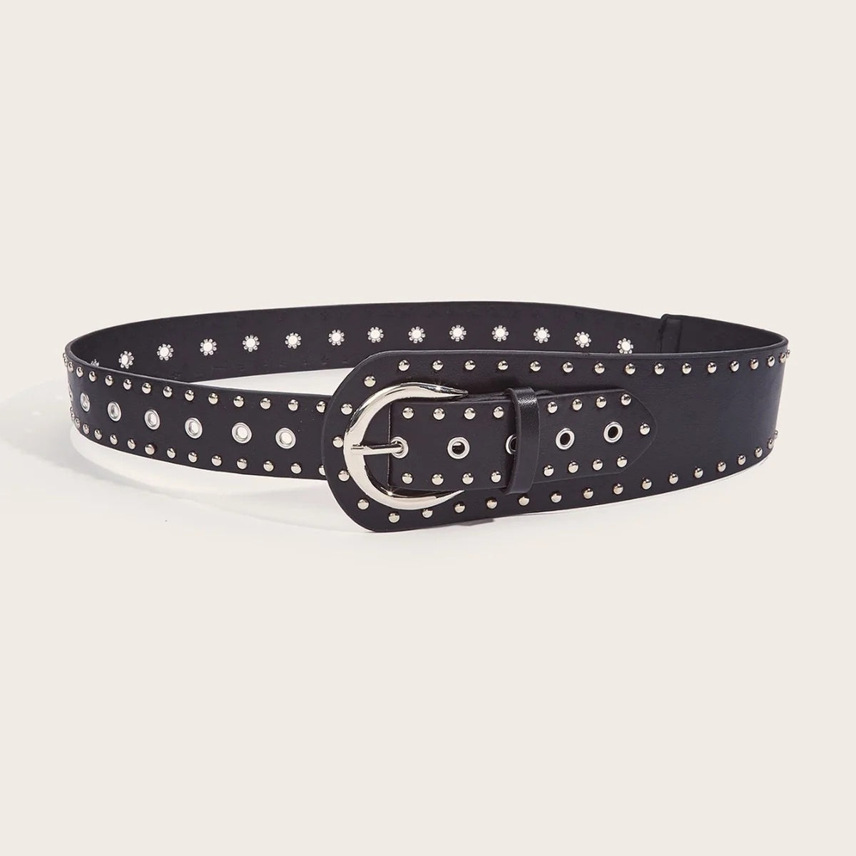 Cintura stile punk con borchie e fibbia a scatto