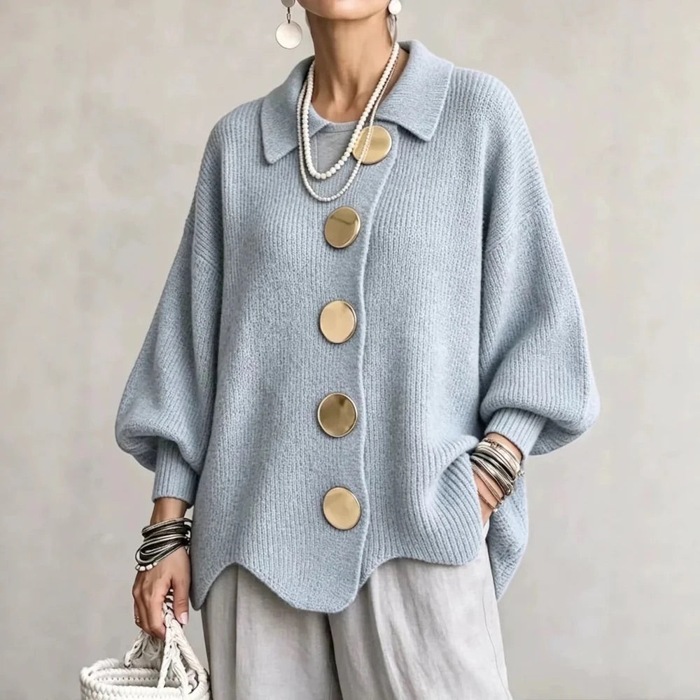 Karina - Cardigan oversize con colletto e bottoni