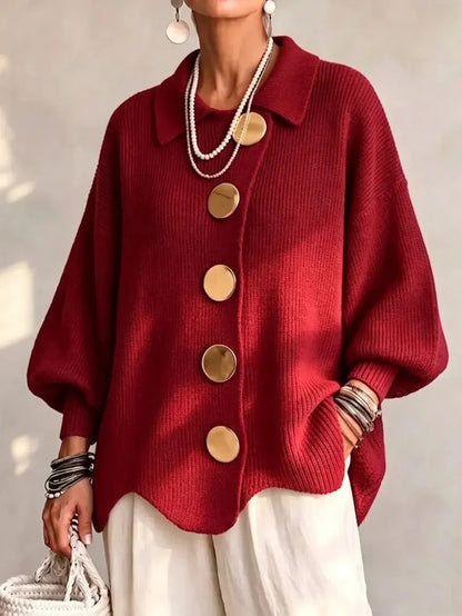 Karina - Cardigan oversize con colletto e bottoni