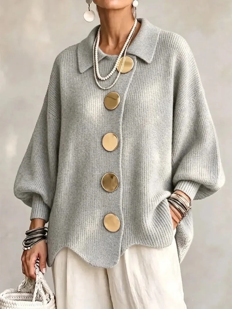 Karina - Cardigan oversize con colletto e bottoni