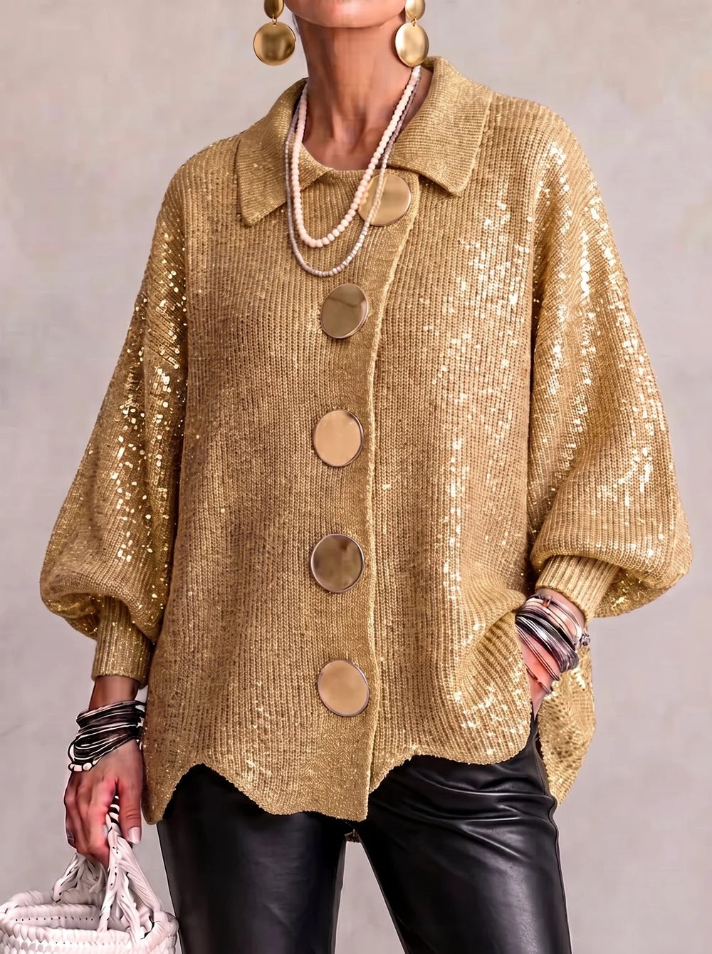 Karina - Cardigan oversize con colletto e bottoni