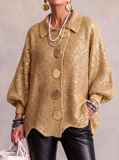 Karina - Cardigan oversize con colletto e bottoni