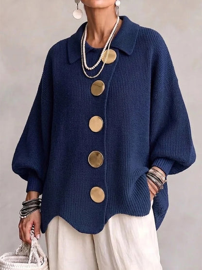 Karina - Cardigan oversize con colletto e bottoni